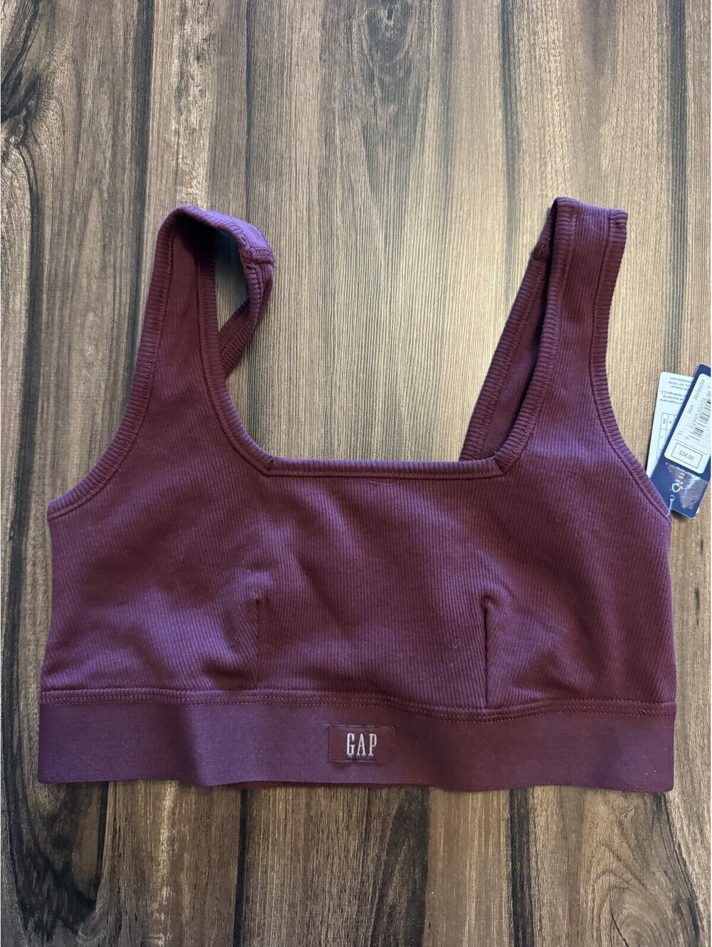 Gap Cotton Rib Square Neck Bralette Purple Women Size XS NWT